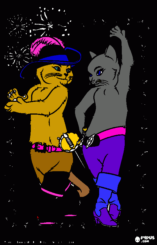 EL GATO Y KITY PATITAS SUAVES!:D para colorear