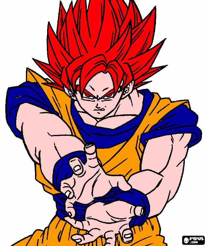 El gokú (Fin) Super saiyan Dios. para colorear