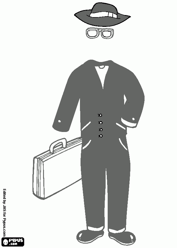 el hombre invisible con una maleta para colorear