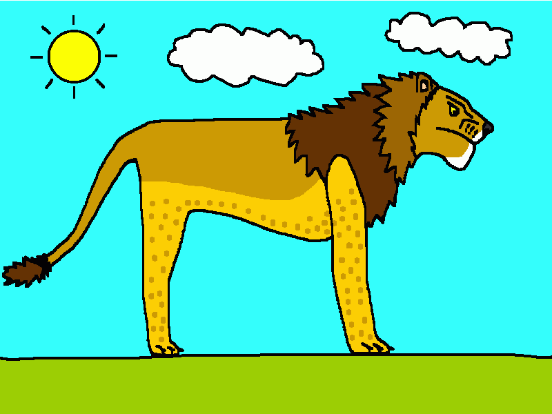 el león, un dibujo coloreado para colorear