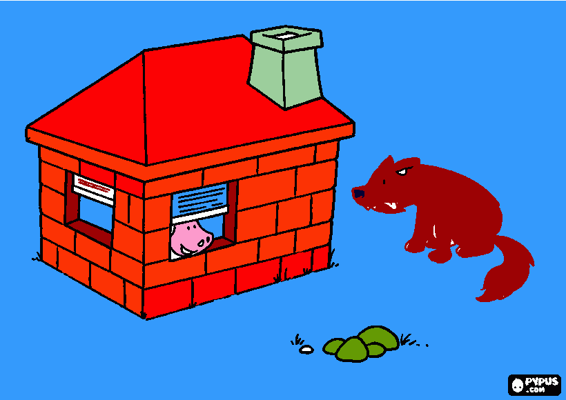 EL LOBO Y LA CASA DE LADRILLO  para colorear