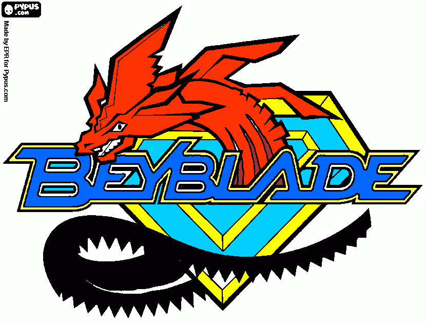 El logo de la serie Beyblade junto con el famoso dragón. para colorear