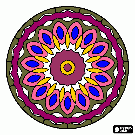 el mandala con petalos de flores para colorear
