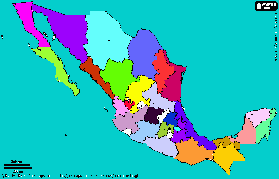 El mapa de México para colorear