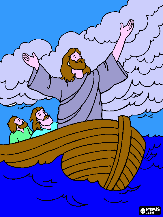 El Milagro de la tormente en el mar para colorear