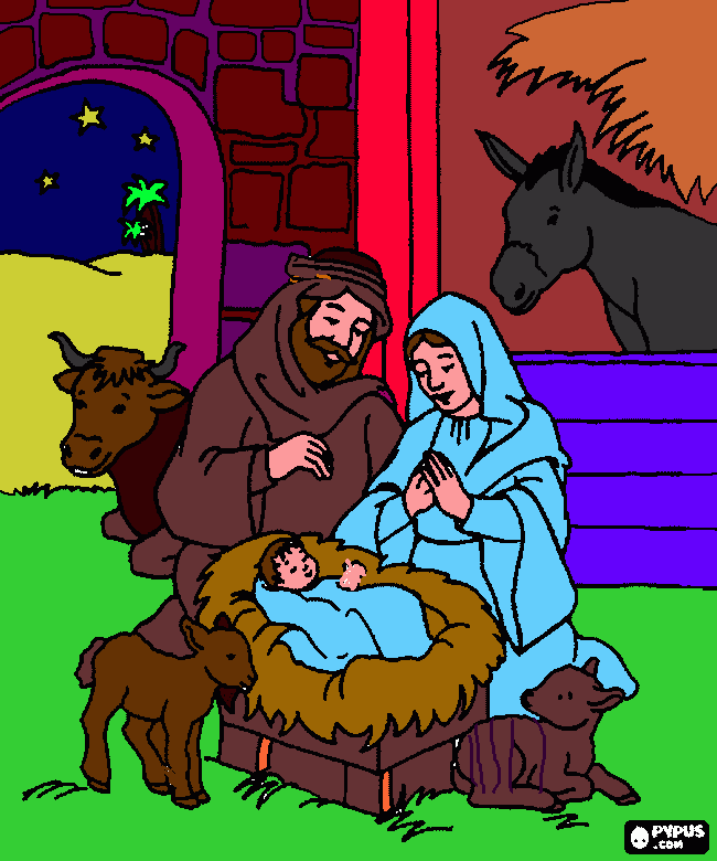 El nacimiento de Jesús para colorear