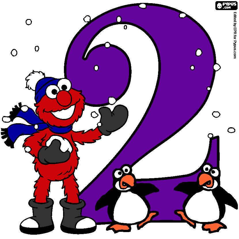el numero 2 y su cantidad  para colorear