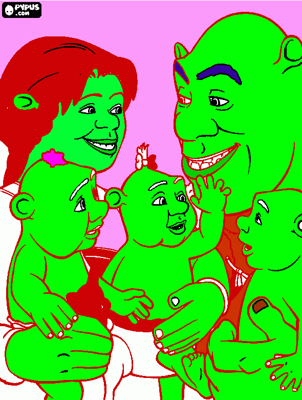 el ogro con la familia  para colorear
