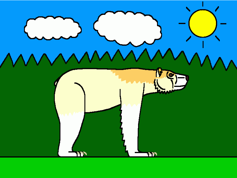 el oso Kermode con sol y nubes para colorear