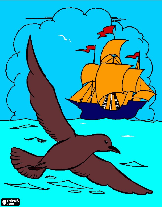 EL PAJARO VOLANDO para colorear