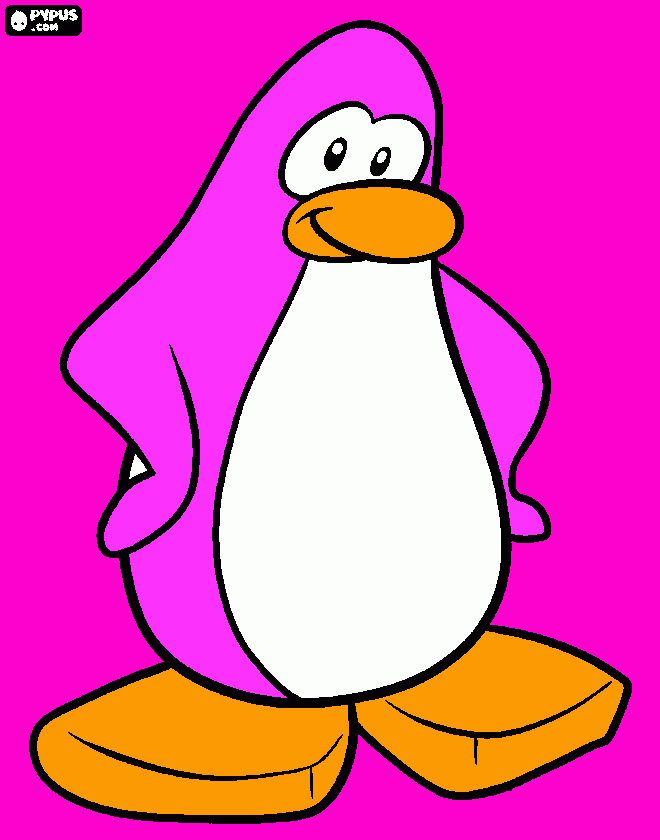 el pinguino es rosa el pico naranja y los  pies tambien naranja para colorear