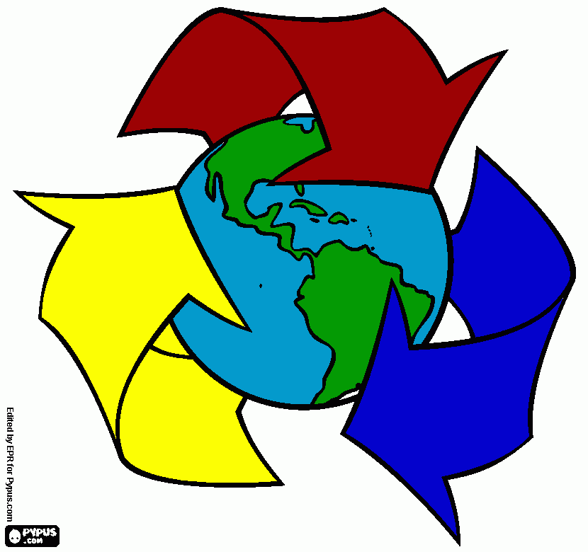 el reciclaje ayuda a la tierra para colorear