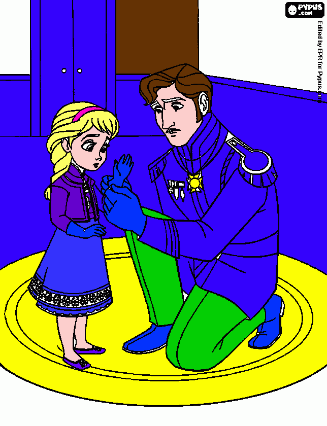 el rey arendelle y la princesa elsa para colorear
