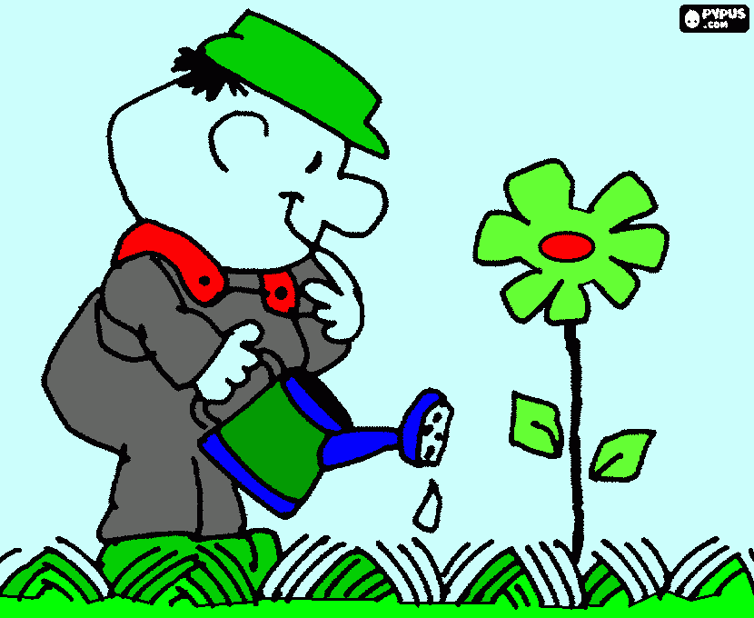 el senor regando para colorear