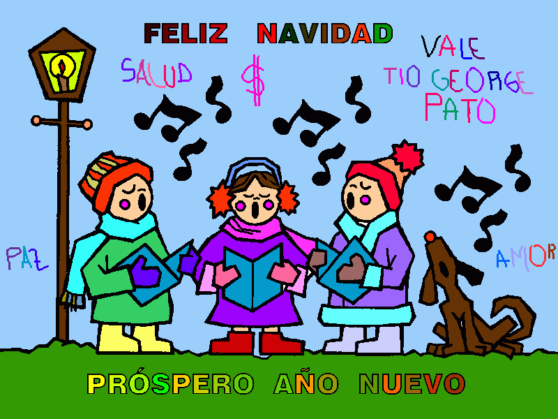 El trio familiar cantando al niño Dios.Inspiración valentina. para colorear