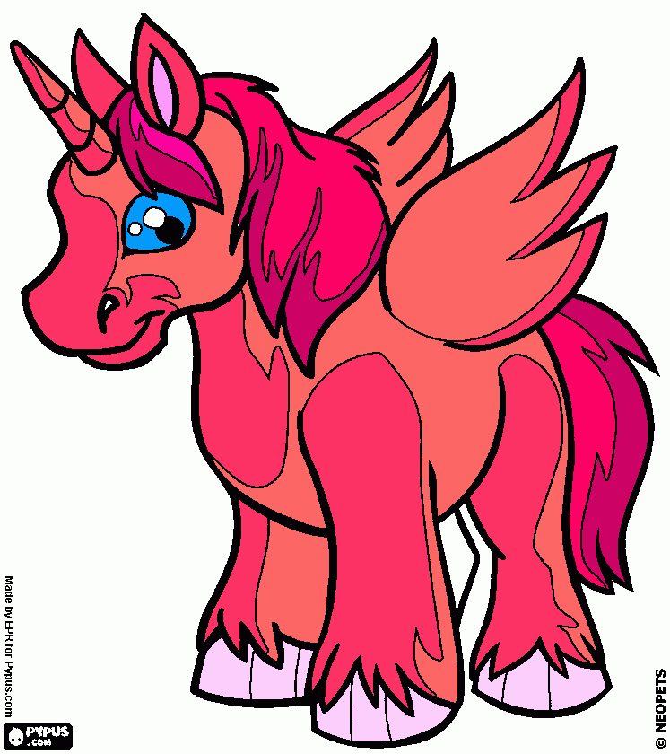 el unicornio alado rosa para colorear