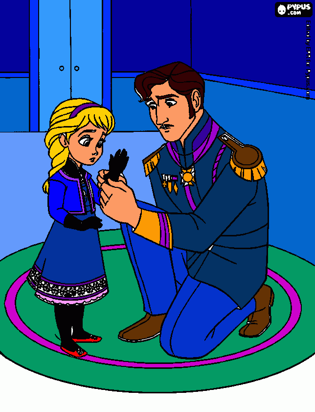 elsa con su padre para colorear