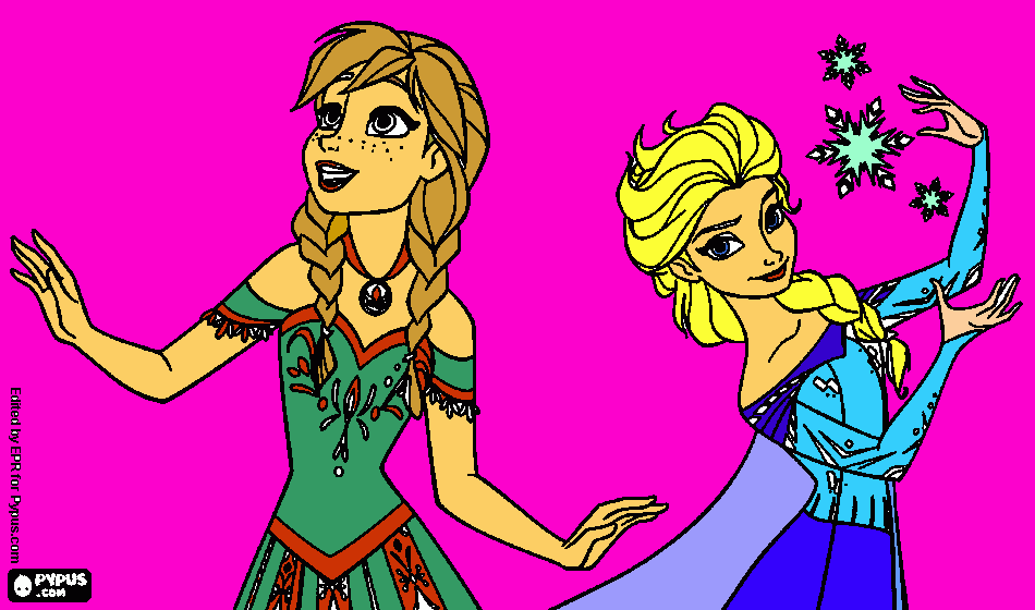 Elsa y Ana, de Frozen para colorear