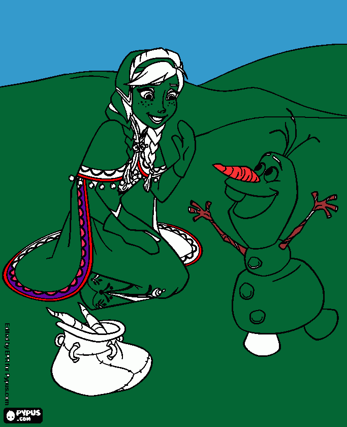Elsa y Olaf para colorear