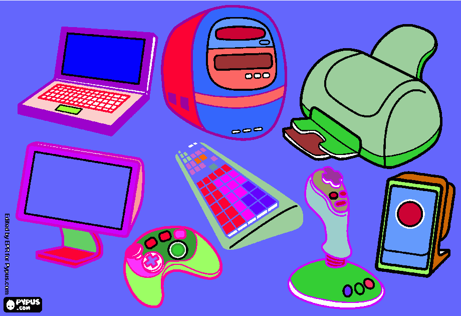 equipo computo para colorear