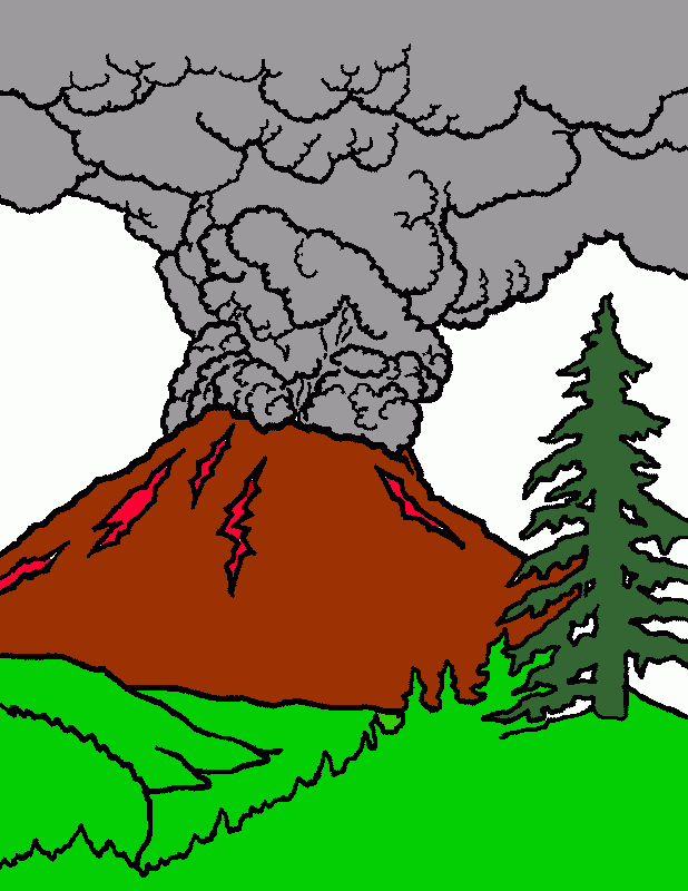 erupción de un volcan para colorear