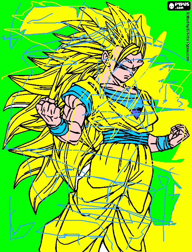 es de super saiyajin 3 es de color amarillo chau para colorear