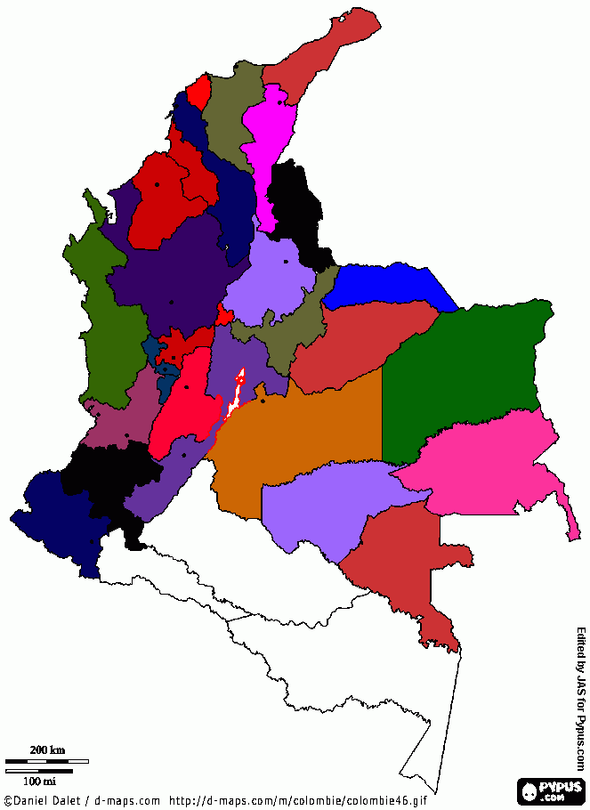 es el mapa de colombia para colorear