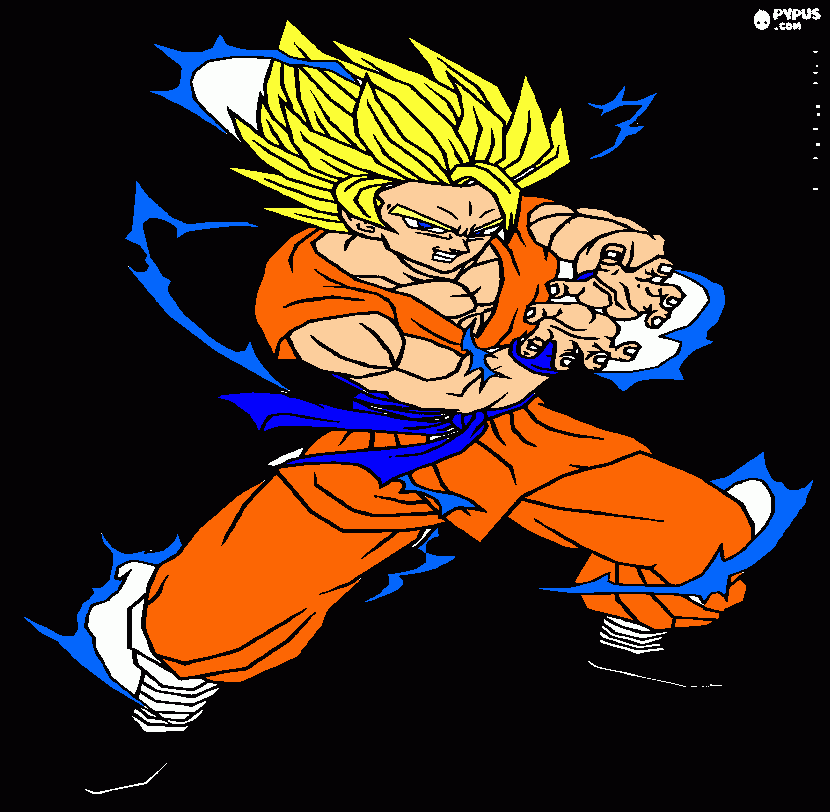 es goku en ssj2 hciendo un super kamehameha para colorear