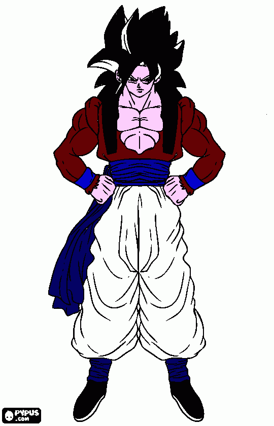 es goku en super sjj 4 con al gunas cosas mas poderosas para colorear