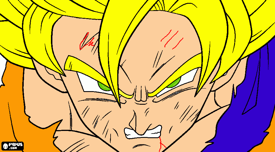 es  goku  sangrando para colorear
