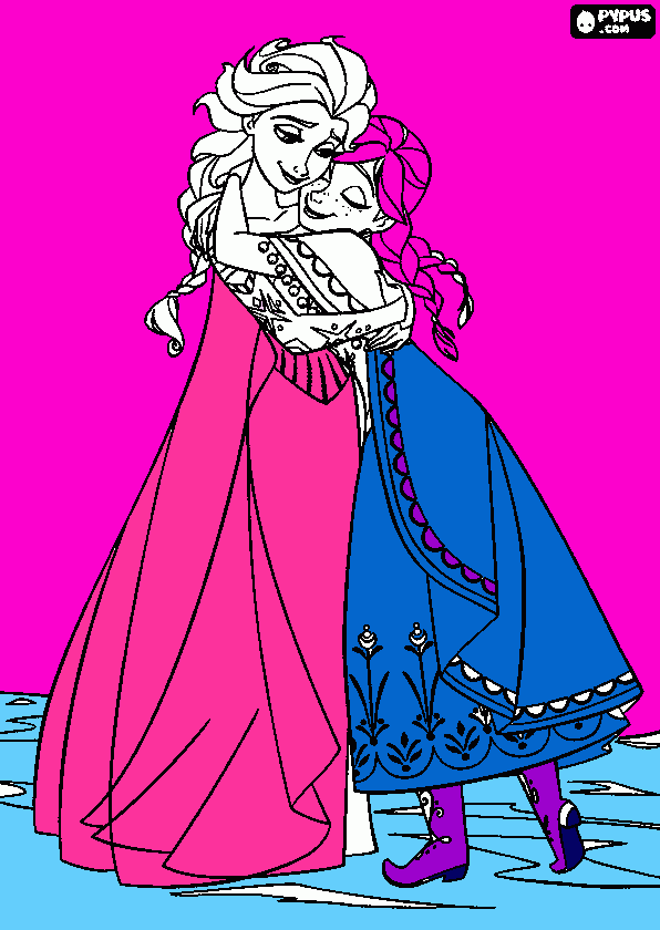 es para elsa y ana  para colorear