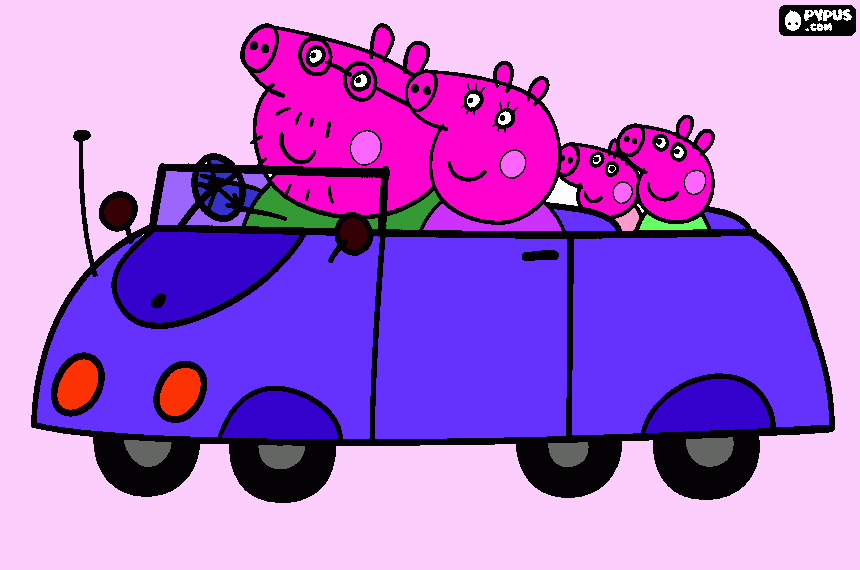 es pepa pig con su familia para colorear