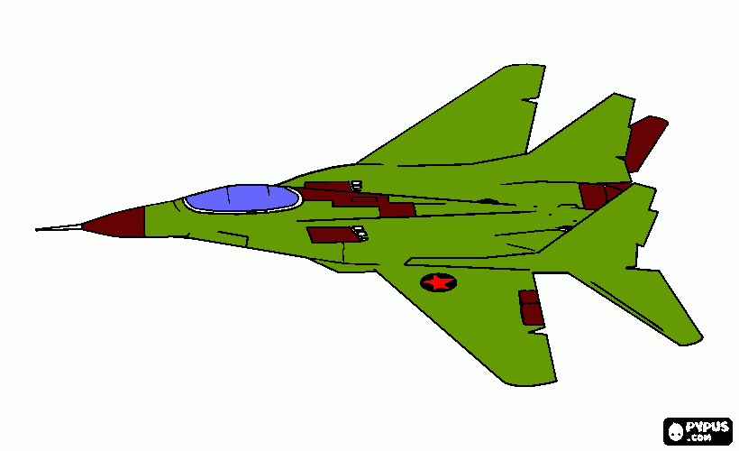 es un avion caza camuflado milititar para colorear