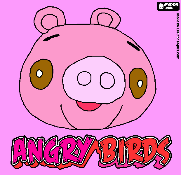 es un cerdito rosa de angry birds para colorear