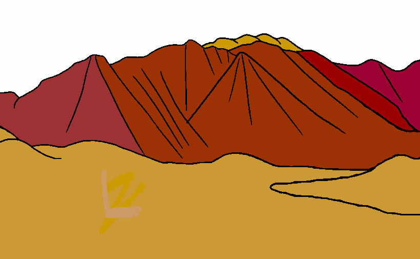 es un paisaje con montañas de diferentes tonos de color cafe para colorear