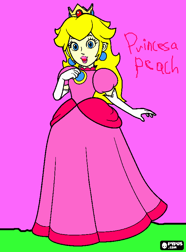 es una princesa rubia bonita con vestido rosa para colorear