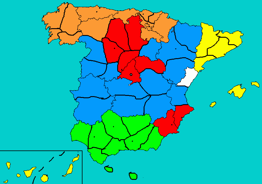 españa divisiones para colorear