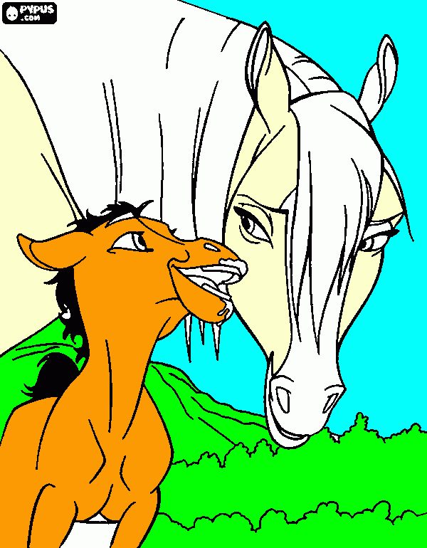 espirit con  su   mama para colorear