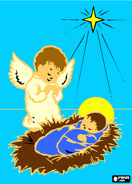 Esta el ángel Gabriel con Jesús  para colorear