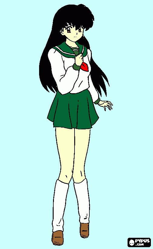 Esta es aome higurashi del anime Inuyasha para colorear