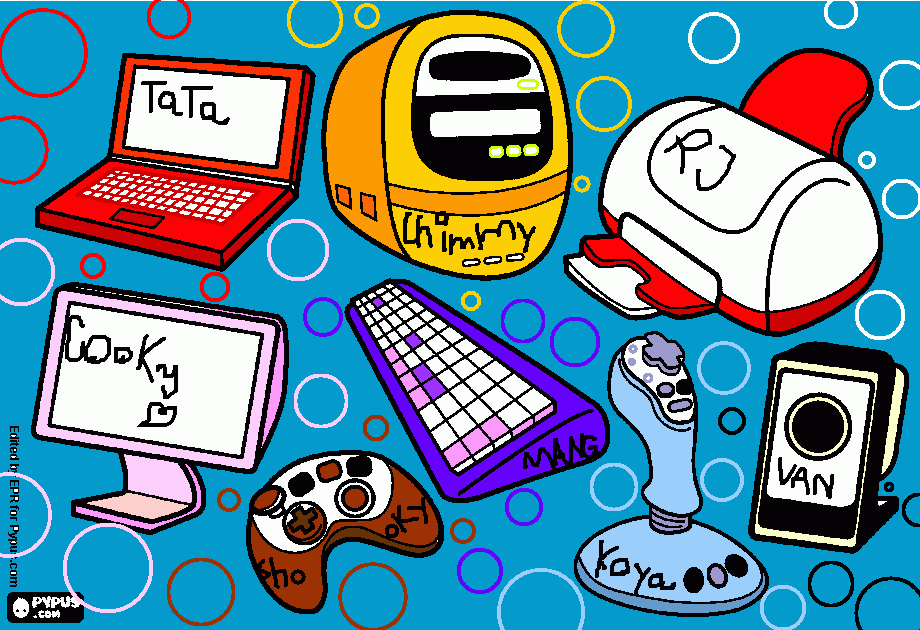 Estas son las partes de la computadora uwu para colorear
