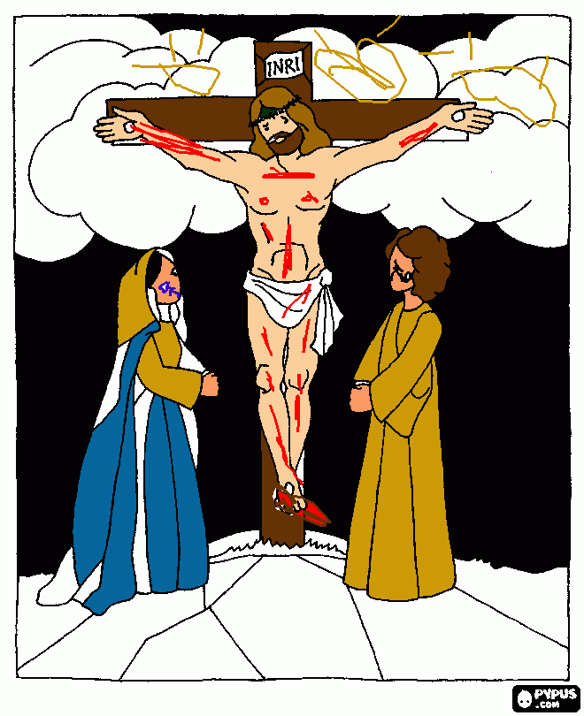 este es jesus muerto en la cruz  para colorear