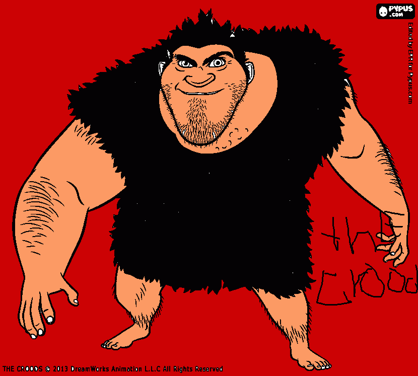 esto es un mono o personaje  de una peli llamada the croods los cavernicolas para colorear