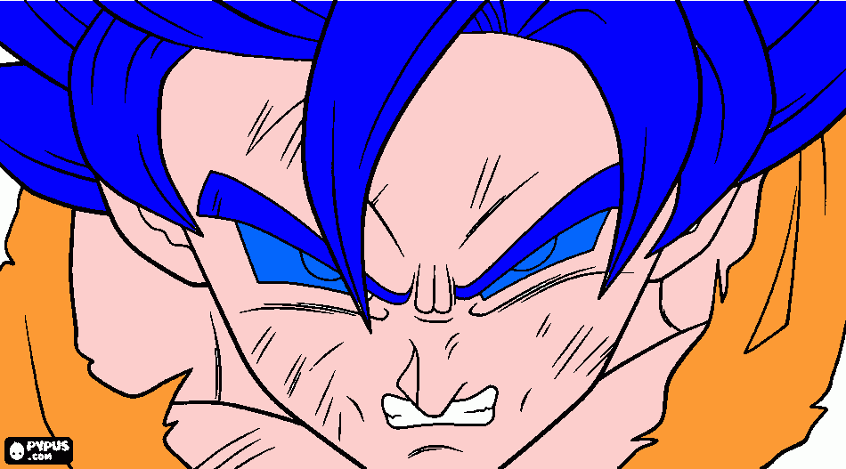 esto presenta goku ssj blue con ojos re azules y muy furioso para colorear