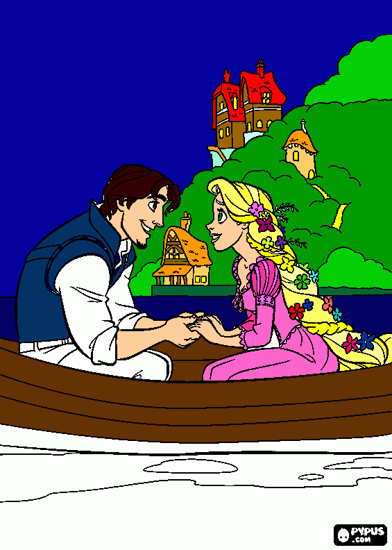 eugene y rapunzel para colorear