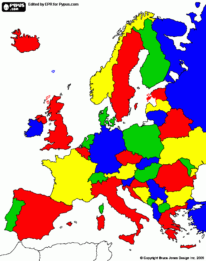 Europa 4 colores Nicolás.  para colorear