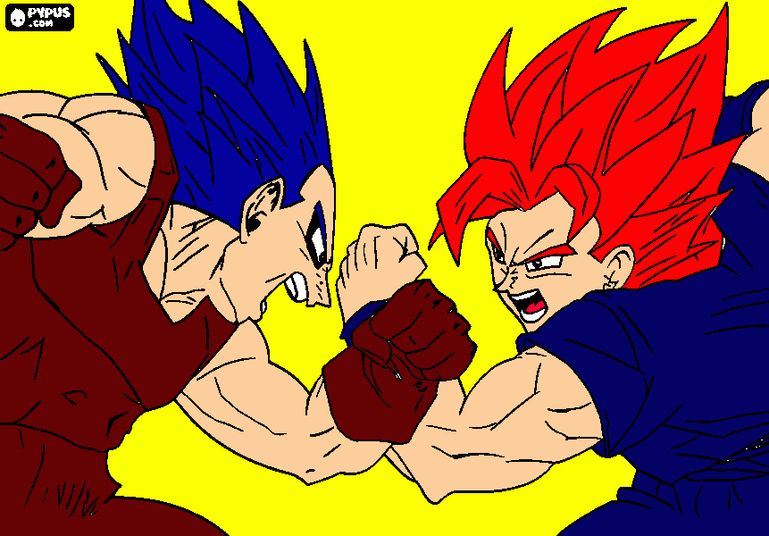 evil goku vs evil vegeta para colorear