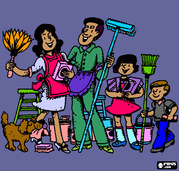 familia    feliz,  contenta   para colorear