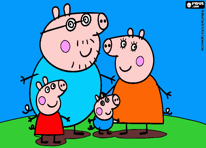 familia  cerdita para colorear