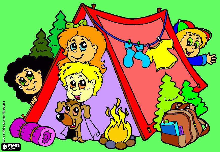 FAMILIA DE CAMPING para colorear